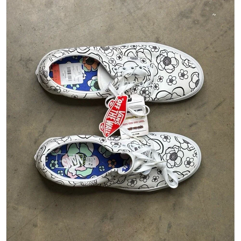 Brand New Vans Color U Floral White Shoes Canvas Mens Size 10 Create Your Color